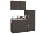 Held , Graphitfarben, Grau Hochglanz , Holzwerkstoff , 3 Schublade(n),1 Schublade(n) Schubladen , seitenverkehrt montierbar, nur wie online abgebildet bestellbar , E , 160 cm , Made in Germany , links aufbaubar, rechts aufbaubar, Anti-Fingerprint , Küche, Küchenblöcke, Küchenzeilen