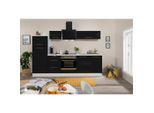 Respekta , Schwarz, Weiß , Holzwerkstoff , 3 Schublade(n),1 Schublade(n) Schubladen , seitenverkehrt montierbar, nur wie online abgebildet bestellbar , E , 270 cm , Made in Germany , links aufbaubar, rechts aufbaubar , Küche, Küchenblöcke, Küchenzeilen