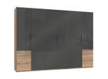 Mid.you , Grau, Eichefarben , Glas, Holzwerkstoff , 3 Fächer , 6 Schublade(n) Schubladen , 300x216x58 cm , BQ - Bündnis für Qualität, Made in Germany, DIN EN ISO 9001 , umfangreiches Zubehör erhältlich, in verschiedenen Größen erhältlich, in verschiedenen Holzdekoren erhältlich ,