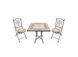 Ambia Garden , Braun, Rosa, Schwarz , Metall, Keramik , 60x75x60 cm , Grüner Punkt, Europäischer Sicherheitsstandard , Stuhl klappbar, geeignet für Balkon , Gartenmöbel, Gartenmöbel-Sets, Gartengarnituren