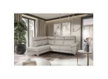 Livetastic , Platinfarben , Textil, Leder , Echtleder , Rindleder , Ottomane links, L-Form , 242x194 cm , Made in EU , Bettkasten erhältlich, Lederauswahl, seitenverkehrt erhältlich, Rücken echt, motorische Relaxfunktion ,