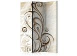 artgeist , Beige, Hellbraun , Holz, Textil , Kiefer , massiv , Abstraktes , 135x172x3 cm , Motiv auf Vorder- und Rückseite , Kleinmöbel, Paravents