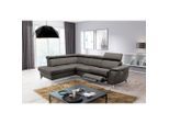 Livetastic , Dunkelbraun , Textil, Leder , Echtleder , Rindleder , Ottomane links, L-Form , 257x197 cm , Made in EU , Bettkasten erhältlich, Lederauswahl, Rücken echt, motorische Relaxfunktion ,