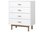 Mid.you , Weiß, Eichefarben , Holzwerkstoff , 4 Schublade(n) Schubladen , 80x100x44 cm , stehend , Kleinmöbel, Kommoden, Kommoden