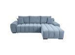 P & B , Blau , Textil , Buche , massiv , Füllung: Polyester,Polyester , seitenverkehrt montierbar, L-Form , 275x180 cm , Liegefunktion, Rücken echt ,