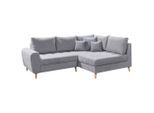 Mid.you , Hellgrau , Textil , Uni , Füllung: Polyester,Polyester , Ottomane rechts, L-Form , 249x175 cm , Wohnzimmer, Sofas & Couches, Wohnlandschaften, Ecksofas