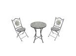 Ambia Garden , Schwarz, Beige , Metall, Keramik , 75 cm , Grüner Punkt, Europäischer Sicherheitsstandard , Stuhl klappbar, geeignet für Balkon , Gartenmöbel, Gartenmöbel-Sets, Gartengarnituren