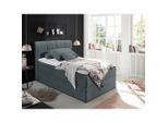 Mid.you , Anthrazit , Textil , H2 , 120x200 cm , gepolstertes Kopfteil, Topper durchgehend ,
