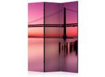 artgeist , Schwarz, Violett , Holz, Textil , Kiefer , massiv , Skyline , 135x172x3 cm , Motiv auf Vorder- und Rückseite , Kleinmöbel, Paravents