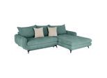Möbelix , Türkis , Textil , Füllung: Schaumstoffflocken,Schaumstoffflocken , Ottomane rechts, L-Form , 266x189 cm , Liegefunktion , Wohnzimmer, Sofas & Couches, Wohnlandschaften, Ecksofas