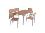 Gardenson , Braun, Silberfarben , Holz, Metall, Kunststoff , Teakholz , Hartholz , rechteckig , 75x280x190 cm , Gartenmöbel, Gartenmöbel-Sets, Gartengarnituren