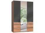 Mid.you , Grau, Eichefarben , Glas, Holzwerkstoff , 2 Fächer , 6 Schublade(n) Schubladen , 150x216x58 cm , BQ - Bündnis für Qualität, Made in Germany, DIN EN ISO 9001 , umfangreiches Zubehör erhältlich, in verschiedenen Größen erhältlich, in verschiedenen Holzdekoren erhältlich, Schrankfront mit Spiegel ,