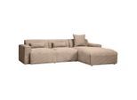 Livetastic , Hellbraun , Textil , Füllung: Schaumstoff,Schaumstoff , Ottomane rechts, L-Form , 303x196 cm , Made in EU , Rücken echt ,