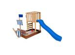 Ambia Garden , Blau, Braun , Holz, Kunststoff, Textil , Hemlocktanne , 87x150x180.5 cm , Grüner Punkt, EN 71, Europäischer Sicherheitsstandard, FSC 100% , Spielwaren, Outdoorspielzeug, Spieltürme