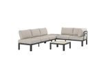 Beldano , Hellgrau, Dunkelgrau, Beige , Metall, Kunststoff, Textil , Füllung: Schaumstoff,Polyester , rostfrei, wetterbeständig , Gartenmöbel, Loungemöbel, Loungegarnituren