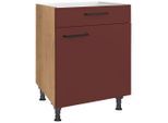 Nobilia , Rot, Eichefarben , Holzwerkstoff , 1 Fächer , 1 Schublade(n) Schubladen , einzeln stellbar , 60x87x56 cm , Blauer Engel, Pefc, Goldenes M, Made in Germany, DGM-Klimapakt , Küche, Küchenblöcke, Küchenschränke, Küchenumbauschränke