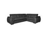 Livetastic , Schwarz , Leder , Echtleder , Rindleder , Buche , L-Form , 265x193 cm , Made in EU , Lederauswahl, seitenverkehrt erhältlich, Rücken echt ,