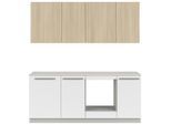 Visiona , Grau, Weiß, Eichefarben , Holzwerkstoff , 2 Schublade(n) Schubladen , 210 cm , FSC MIX , Zusatzausstattung erhältlich, links aufbaubar, rechts aufbaubar , Küche, Küchenblöcke, Küchenzeilen