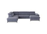 Mid.you , Blau , Textil , Ottomane links, U-Form , 328x215 cm , Made in EU , Typenauswahl, Bettkasten erhältlich, Stoffauswahl, Liegefunktion, seitenverkehrt erhältlich, Bettfunktion erhältlich, Rücken echt, Armteil rechts ,