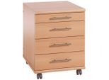 Mid.you , Buchefarben , Holzwerkstoff , 4 Schubladen , 41.6x56.9x50 cm , FSC , Büromöbel, Rollcontainer