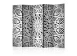 artgeist , Schwarz, Weiß , Holz, Textil , Kiefer , massiv , Mandala , 225x172x3 cm , Motiv auf Vorder- und Rückseite , Kleinmöbel, Paravents
