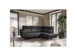Livetastic , Schwarz , Textil, Leder , Echtleder , Rindleder , Ottomane rechts, L-Form , 242x194 cm , Made in EU , Bettkasten erhältlich, Lederauswahl, seitenverkehrt erhältlich, Rücken echt, motorische Relaxfunktion ,