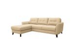 Livetastic , Beige , Textil, Leder , Echtleder , Rindleder , Buche , Ottomane links, L-Form , 238x168 cm , Made in EU , seitenverkehrt erhältlich, Rücken echt , Wohnzimmer, Sofas & Couches, Schlafsofas, Ecksofas mit Schlaffunktion
