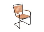 Gardenson , Braun, Schwarz , Holz, Metall , Teakholz , Hartholz , 58x90x55 cm , stapelbar, gastro- und objekttauglich, wetterfest, UV-beständig, Wippfunktion, inklusive Armlehnen, abwischbar, geeignet für Balkon , Gartenmöbel, Gartensessel, Gartensessel stapelbar