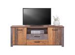 Ondega , Eichefarben, Dunkelgrau , Holzwerkstoff , 5 Fächer , 2 Schublade(n) Schubladen , 176x67.7x41.5 cm , Kabelkanal, TV-Aufsatz , Wohnzimmer, TV-Möbel, TV- & Lowboards