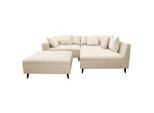 Mid.you , Beige , Textil , Birke , Füllung: Schaumstoffflocken,Schaumstoffflocken , Ottomane rechts, L-Form , 247x174 cm , Made in EU , Rücken echt, Armteil links ,