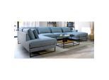 Livetastic , Graublau , Textil , Füllung: Polyester, Vlies, Schaumstoffflocken , Ottomane links, U-Form , 388x240 cm , Made in EU , Rücken echt ,