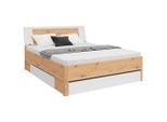 Möbelix , Weiß, Eiche Artisan , Holzwerkstoff , 3 Schublade(n) Schubladen , 160x200 cm , Beleuchtung, in verschiedenen Holzdekoren erhältlich, mit Schubkästen , Schlafzimmer, Betten, Stauraumbetten