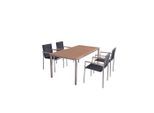 Gardenson , Braun, Silberfarben, Dunkelgrau , Holz, Metall, Kunststoff , Teakholz , Hartholz , rechteckig , 90x75x180 cm , Gartenmöbel, Gartenmöbel-Sets, Gartengarnituren