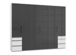 Mid.you , Grau, Weiß , Glas, Holzwerkstoff , 6 Fächer , 6 Schublade(n) Schubladen , 300x236x58 cm , BQ - Bündnis für Qualität, Made in Germany, DIN EN ISO 9001 , umfangreiches Zubehör erhältlich, in verschiedenen Größen erhältlich, in verschiedenen Holzdekoren erhältlich , Schlafzimmer, Kleiderschränke, Drehtürenschränke