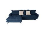 Möbelix , Dunkelblau , Textil , Füllung: Schaumstoffflocken,Schaumstoffflocken , Ottomane links, L-Form , 266x189 cm , Liegefunktion , Wohnzimmer, Sofas & Couches, Wohnlandschaften, Ecksofas