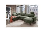 Livetastic , Dunkelgrün , Textil , Buche , Uni , U-Form , 305x200 cm , Made in EU , Rücken echt , Wohnzimmer, Sofas & Couches, Wohnlandschaften, Wohnlandschaften U-Form