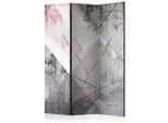 artgeist , Grau, Hellrosa , Holz, Textil , Kiefer , massiv , geometrisch , 135x172x3 cm , Motiv auf Vorder- und Rückseite , Kleinmöbel, Paravents