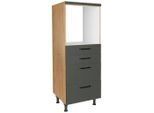Nobilia , Grün, Eichefarben , Holzwerkstoff , 4 Schublade(n) Schubladen , nur wie online abgebildet bestellbar , 60x168x58 cm , Blauer Engel, Pefc, Goldenes M, Made in Germany, DGM-Klimapakt , Küche, Küchenblöcke, Küchenschränke, Küchenumbauschränke