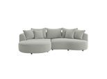 Möbelix , Jadegrün , Textil , Ottomane links, L-Form , 287x168 cm , Made in EU , Rücken echt , Wohnzimmer, Sofas & Couches, Wohnlandschaften, Ecksofas