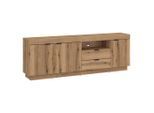 Möbelix , Eichefarben , Holzwerkstoff , 3 Fächer , 2 Schublade(n) Schubladen , 185.9x66.6x39.6 cm , Wohnzimmer, TV-Möbel, TV- & Lowboards