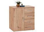 Möbelix , Eichefarben , Holzwerkstoff , Eiche , 1 Fächer , 4 Schublade(n) Schubladen , 80x86x50 cm ,