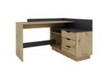 Mid.you , Anthrazit, Eiche Artisan , Holzwerkstoff , 3 Schublade(n) Schubladen , rechteckig , 129x105x84 cm , FSC , Stauraum, seitenverkehrt montierbar , Büromöbel, Schreibtische, Eckschreibtische