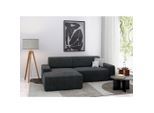 Trendmanufaktur , Dunkelgrau , Textil , Ottomane links, L-Form , 246x162 cm , Made in Europe , Rücken echt, Armteil links, Armteil rechts ,