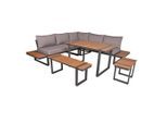 Gardenson , Anthrazit, Dunkelgrau, Hellbraun , Metall, Kunststoff, Textil , Füllung: Polyester,Polyester , L-Form , regenabweisend, UV-beständig, wetterfest, platzsparend verstaubar, geeignet für Balkon , Gartenmöbel, Loungemöbel, Loungegarnituren