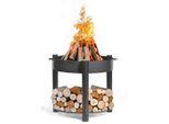 Möbelix , Schwarz , Metall , rund , 88 cm , Tragegriffe, Ablage für Holz ,