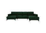 Livetastic , Grün , Textil , Füllung: Schaumstoff , Ottomane links, U-Form , 339x190 cm , Made in EU , Liegefunktion ,