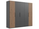 Mid.you , Graphitfarben, Eichefarben , Holzwerkstoff , 3 Fächer , 250x216x58 cm , BQ - Bündnis für Qualität, Made in Germany, DIN EN ISO 9001 , umfangreiches Zubehör erhältlich, in verschiedenen Größen erhältlich, in verschiedenen Holzdekoren erhältlich ,