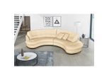 Livetastic , Beige , Textil, Leder , Echtleder , Rindleder , Füllung: Polyester , Rundform, Ottomane rechts , 300x113 cm , Made in EU , Rücken echt ,