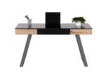 Mid.you , Grau, Eichefarben , Metall, Holzwerkstoff , 3 Schublade(n) Schubladen , rechteckig , 60x76x140 cm , Bsci , Kabeldurchlass, Stauraum , Büromöbel, Schreibtische, Schreibtische