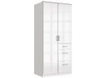 Mid.you , Weiß, Weiß Hochglanz , Holzwerkstoff , 3 Fächer , 3 Schublade(n) Schubladen , 91x199x58 cm , BQ - Bündnis für Qualität, Made in Germany, DIN EN ISO 9001 , in verschiedenen Größen erhältlich , Schlafzimmer, Kleiderschränke, Drehtürenschränke
